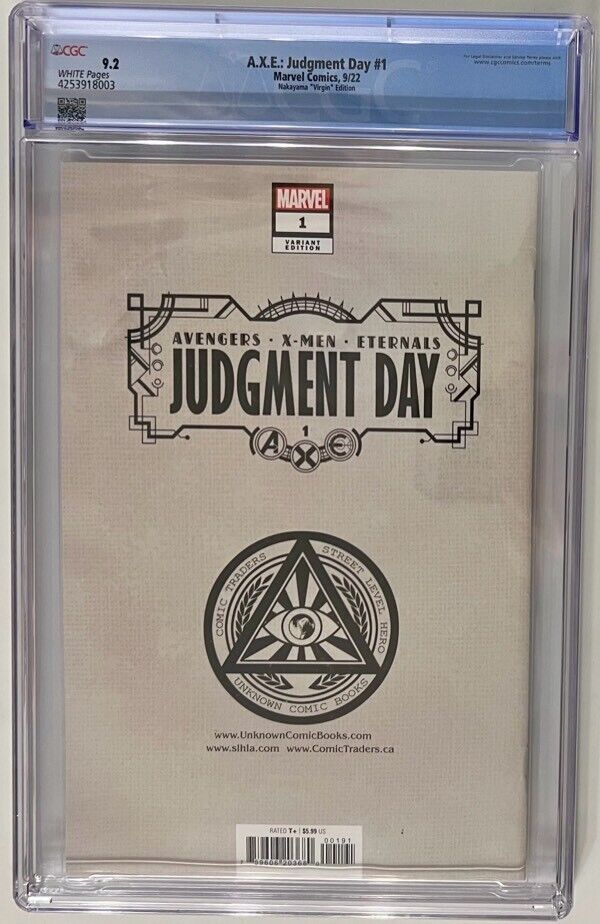 A.X.E. JUDGMENT DAY #1 (DAVID NAKAYAMA VIRGIN VARIANT) ~ CGC GRADED 9.2!!!!