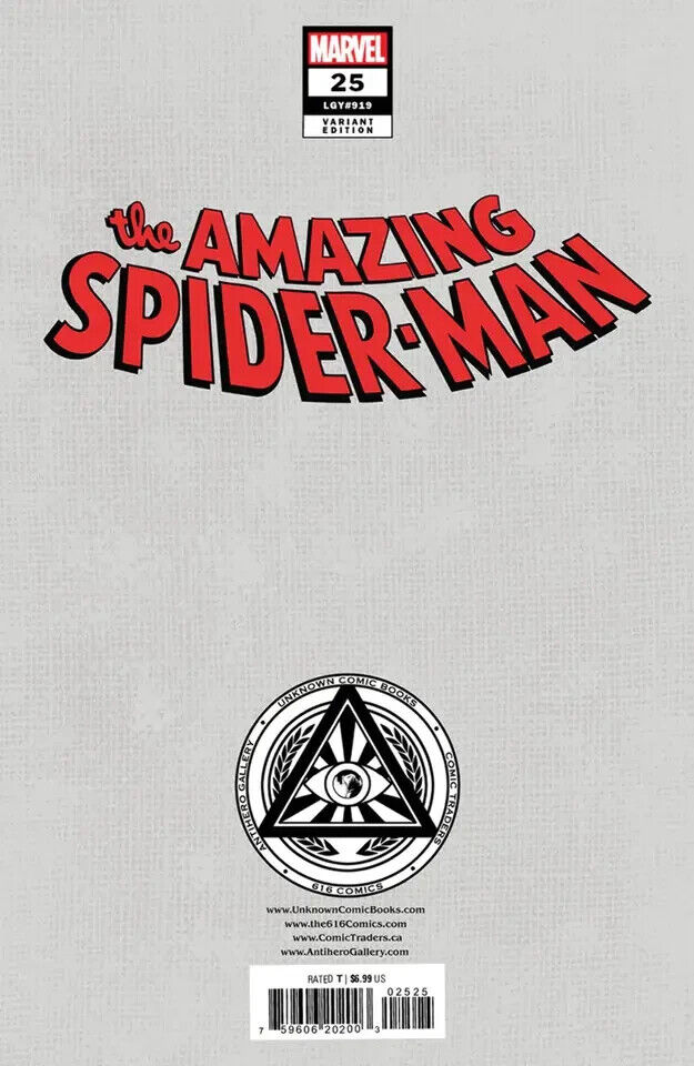 AMAZING SPIDER-MAN #25 UNKNOWN COMICS NATHAN SZERDY EXCLUSIVE VIRGIN VARIANT