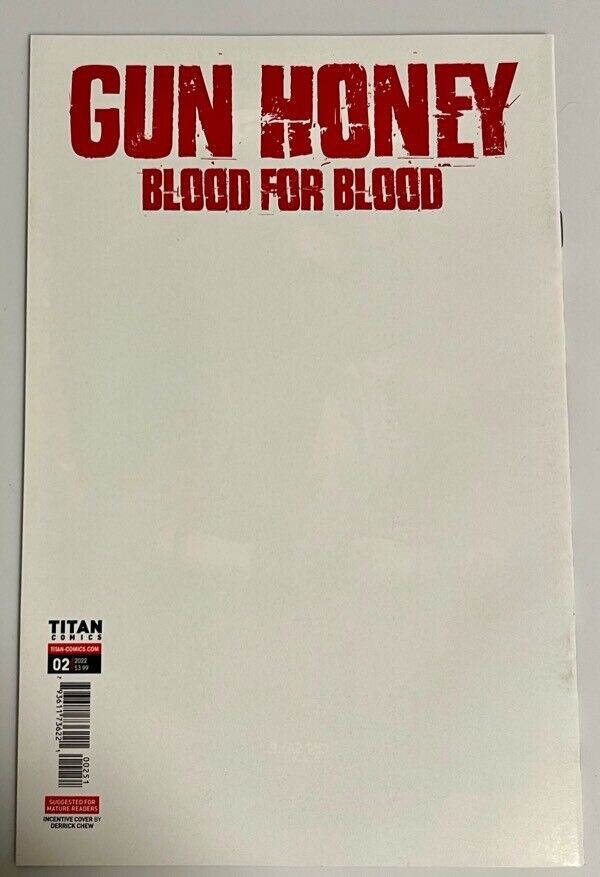 Gun Honey Blood For Blood #2 Derrick Chew 1:5 Sketch Cover (E) Titan Comics 2022