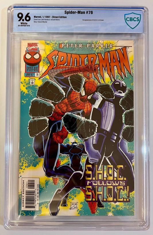 Spider-Man 76 CBCS 9.6 22-220FFB3F-075 1st Crown! KEY! Morbius Movie S.H.O.C.!