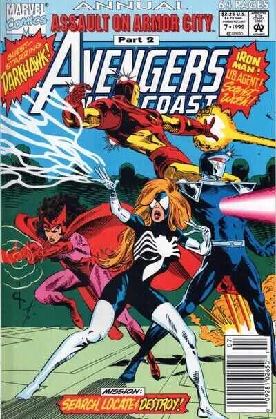 🔥🔥Avengers West Coast Annual #7 Newsstand Cover (1990-1993) Marvel Comics🔥👍